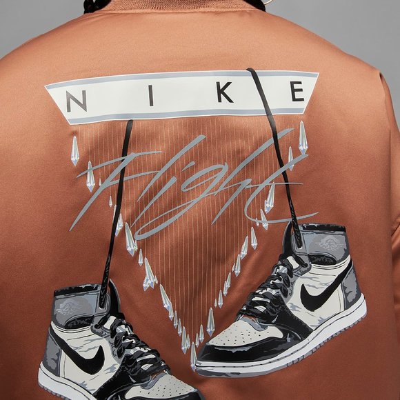 Nike Air Jordan Flight Renegade Womens Bomber Jacket Brown DQ9802-215 NEW Sz M - Picture 8 of 9